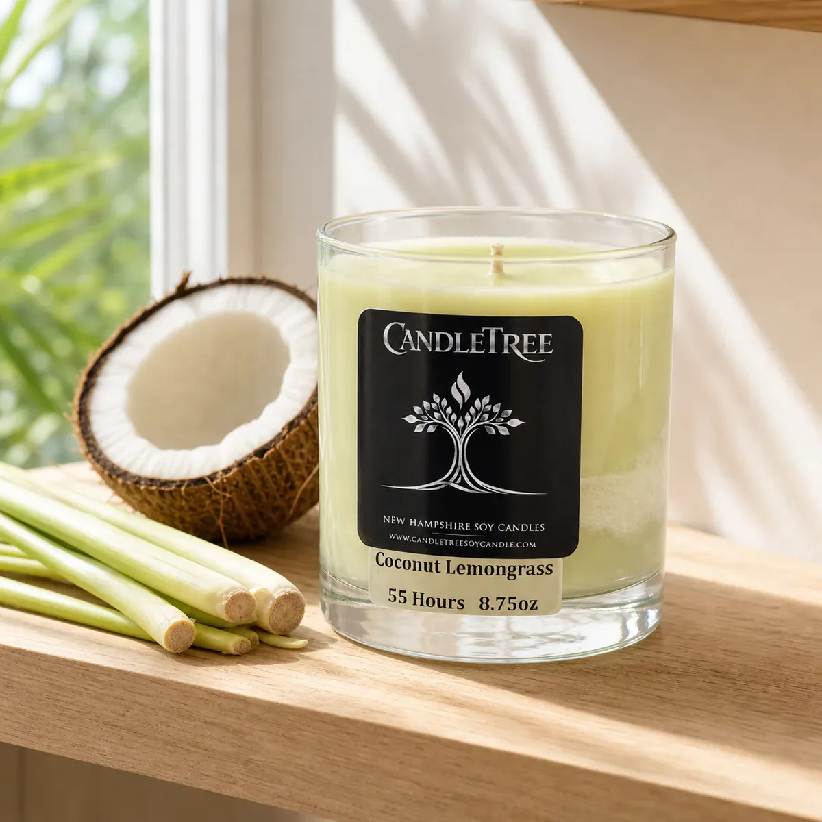 Coconut Lemongrass — hand-stirred marbled soy candle