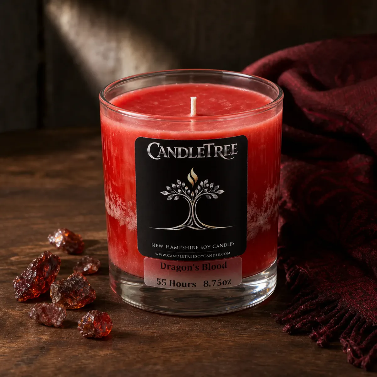 Dragon's Blood — hand-stirred marbled soy candle