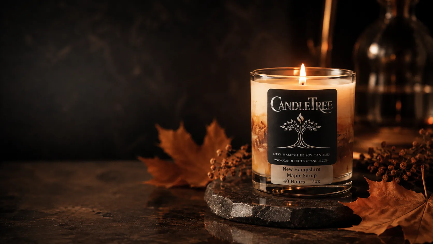 CandleTree NH Maple Syrup soy candle — handmade in Concord, New Hampshire