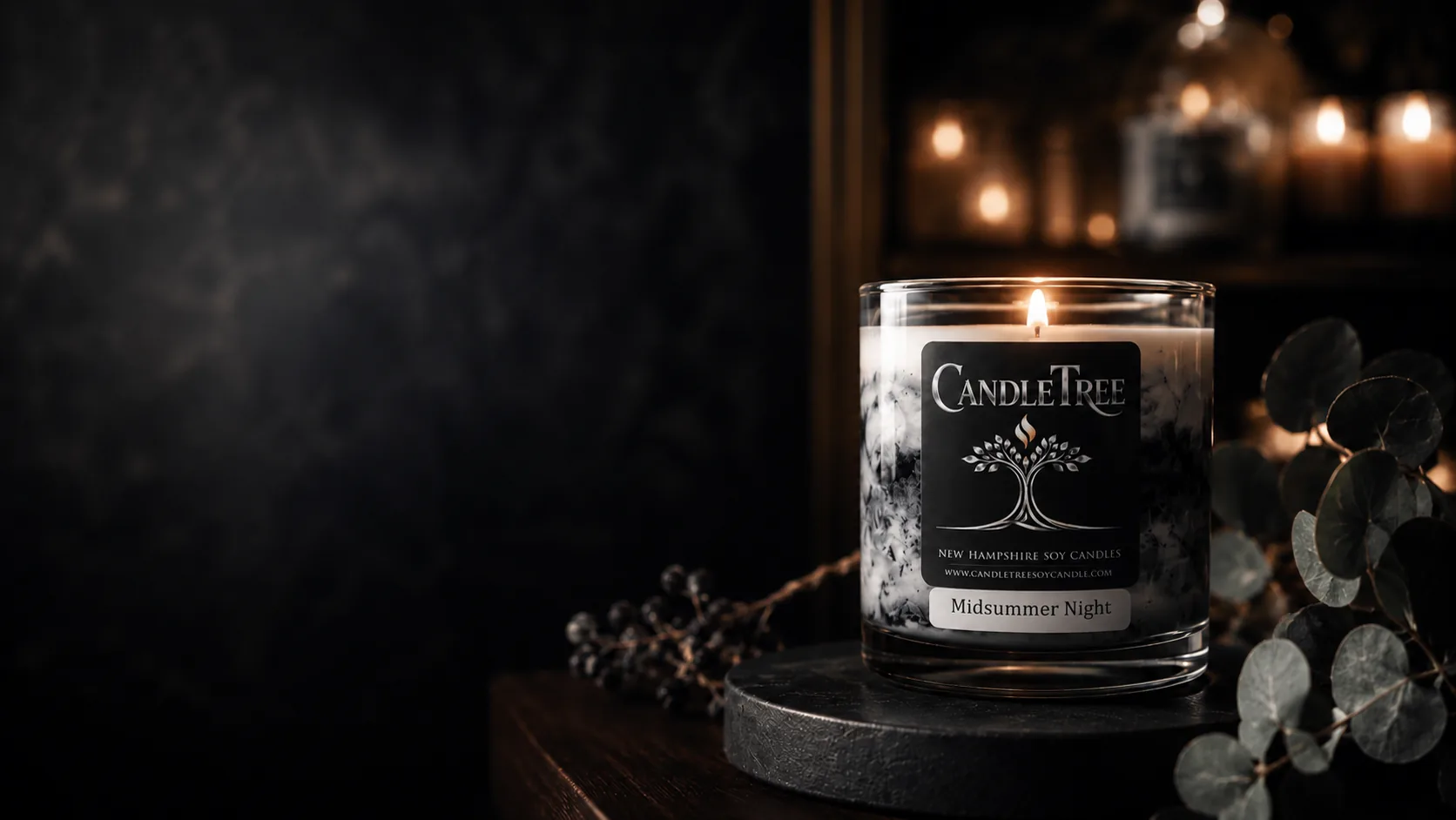 CandleTree hand-poured Midsummer Night soy candle — close up